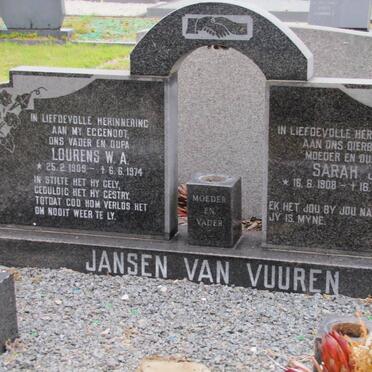 VUUREN Lourens W.A., jansen van 1909-1974 &amp; Sarah J. 1908-1979