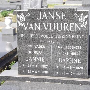 VUUREN Jannie, janse van 1927-1998 &amp; Daphne 1929-1982