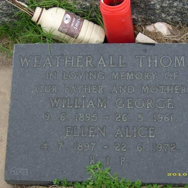 WEATHERALL THOMAS William George 1895-1961 &amp; Ellen Alice 1897-1972