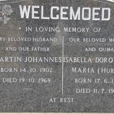 WELGEMOED Martin Johannes 1902-1968 &amp; Isabella Dorothea Maria HURTER 1915-1993