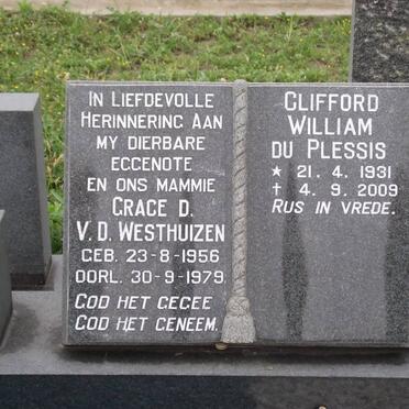 WESTHUIZEN Grace D., van der 1956-1979 :: PLESSIS Clifford William, du 1931-2009