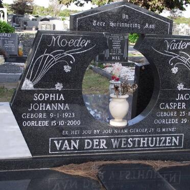 WESTHUIZEN Jacob Casper, van der 1919-1984 &amp; Sophia Johanna 1923-2000