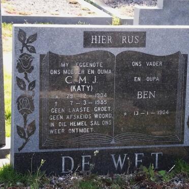 WET C.M.J., de 1904-1985 &amp; Ben 1904-1987