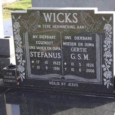 WICKS Stefanus 1925-1991 &amp; G.S.M. 1926-2006
