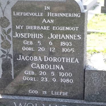 WOLMARANS Josephus Johannes 1893-1965 &amp; Jacoba Dorothea Carolina 1900-1980