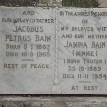 BAIN Jacobus Petrus 1887-1965 &amp; Jamiina TRUTER 1885-1954