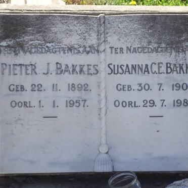 BAKKES Pieter J. 1892-1957 &amp; Susanna C.E. 1900-1986