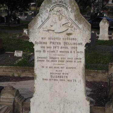 BELLINGAN Barend Pieter -1909 &amp; Elizabeth -1935