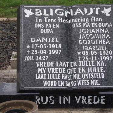 BLIGNAUT Daniel 1918-1997 &amp; Johanna Jacomina Dorothea 1920-1997