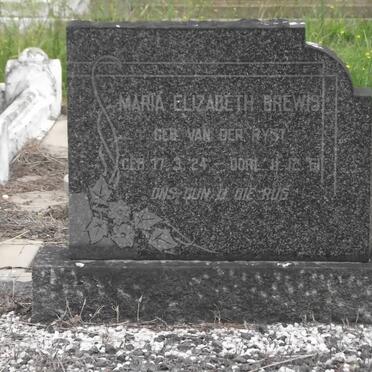 BREWIS Maria Elizabeth nee VAN DER RYST 1924-1961