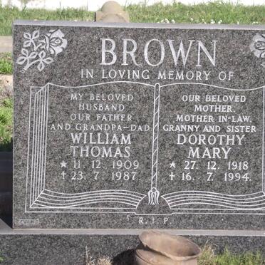 BROWN William Thomas 1909-1987 &amp; Dorothy Mary 1918-1994