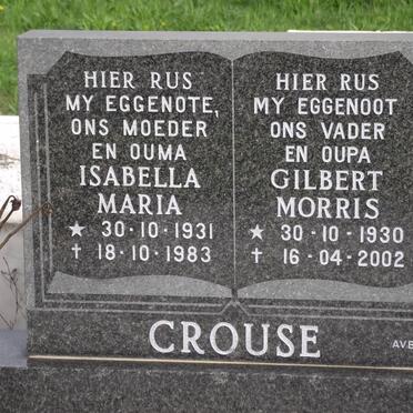 CROUSE Gilbert Morris 1930-2002 &amp; Isabella Maria 1931-1983