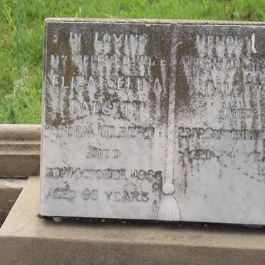 DALGETY Wilfred Charles -1958 &amp; Eliza Selina GILBERT -1955