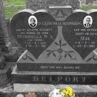 DELPORT Petronella W.A. GOUWS 1904-1981 &amp; Izak 1911-1993