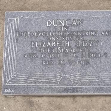 DUNCAN Elizabeth nee SLABBERT 1911-1984