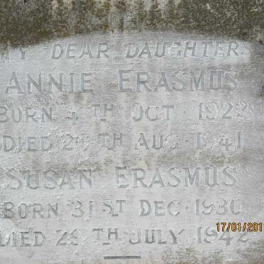 ERASMUS Annie 1922-1941 :: ERASMUS Susan 1930-1942