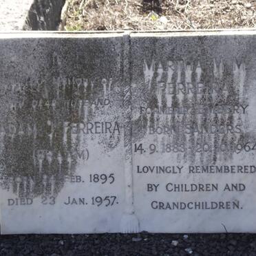 FERREIRA Adam J. 1895-1957 &amp; Martha M.M. formerly EMBERY nee SANDERS 1883-1964