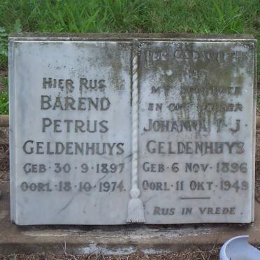 GELDENHUYS Barend Petrus 1897-1974 &amp; Johanna I.J. 1896-1949