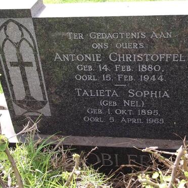 GROBLER Antonie Christoffel 1880-1944 &amp; Talieta Sophia NEL 1895-1965