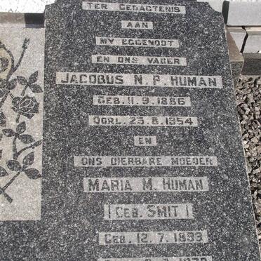 HUMAN Jacobus N.P. 1886-1954 &amp; Maria M. SMIT 1893-1970