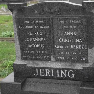 JERLING Petrus Johannes Jacobus 1887-1955 &amp; Anna Christina BENEKE 1911-1985