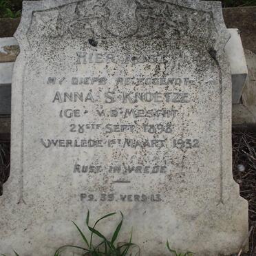 KNOETZE Anna S. nee VAN DER MESCHT 1898-1932