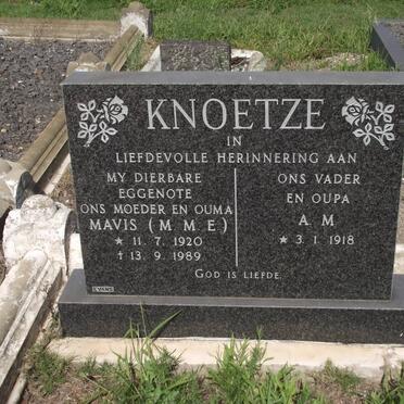 KNOETZE M.M.E. 1920-1989 &amp; A.M. 1918-