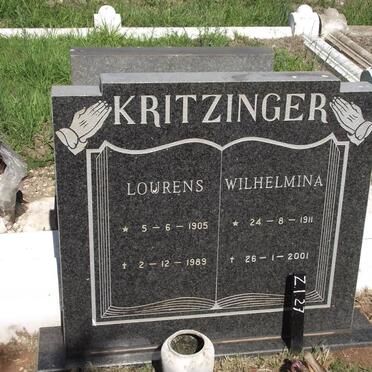 KRITZINGER Lourens 1905-1989 &amp; Wilhelmina 1911-2001