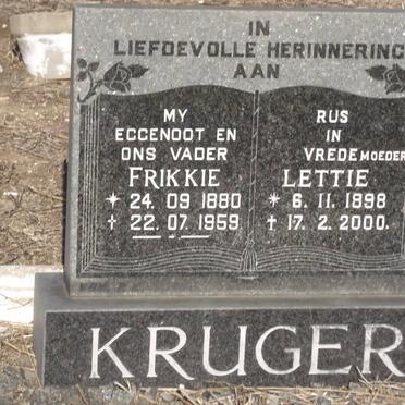 KRUGER Frikkie 1880-1959 &amp; Lettie 1898-2000