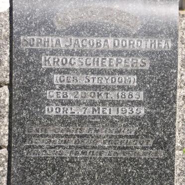 KROGSCHEEPERS Sopia Jacoba Dorothea nee STRYDOM 1885-1935