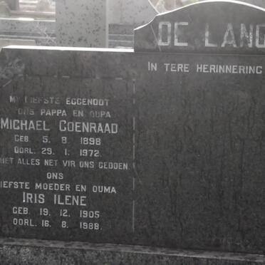 LANGE Michael Coenraad, de 1898-1972 &amp; Iris Ilene 1905-1988