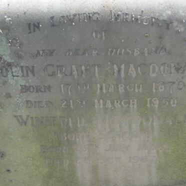 MACDONALD Colin Grant 1879-1950 &amp; Winifred SCHORN 1888-1967