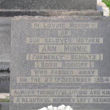 MINNIE Ann formerley SCHOLTZ nee BOSHOFF -1954