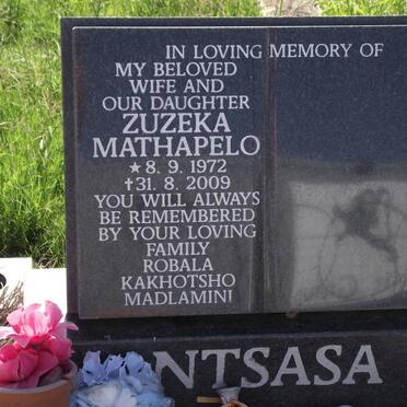 NTSASA Zuzeka Mathapelo 1972-2009