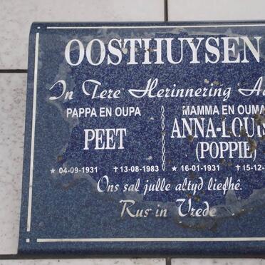 OOSTHUYSEN Peet 1931-1983 &amp; Anna-Louisa 1931-2003