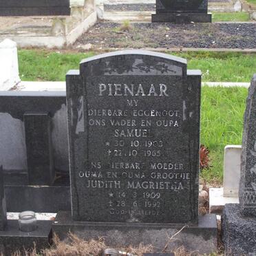 PIENAAR Samuel 1903-1965 &amp; Judith Magrietha 1909-1992