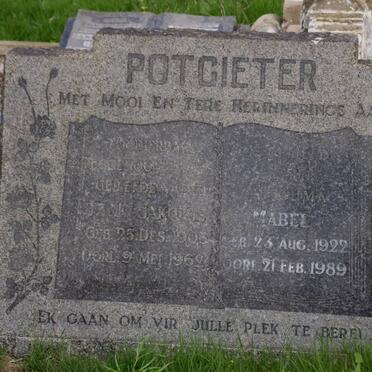 POTGIETER Jan Jakobus 1903-1969 &amp; Mabel 1922-1989