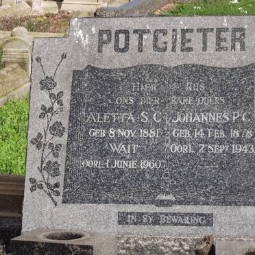 POTGIETER Johannes P.C. 1878-1943 &amp; Aletta S.C. 1881-1960