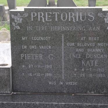 PRETORIUS Pieter G. 1910-1981 &amp; Kate DUNCAN 1910-1989