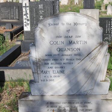 QUANSON Colin Martin 1952-1961 :: QUANSON Mary Elaine 1909-1993