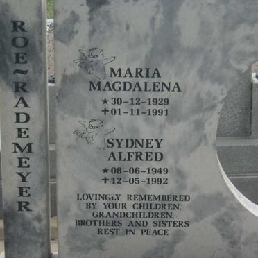 RADEMEYER Maria Magdalena, Roe 1929-1991 :: ROE-RADEMEYER Sydney Alfred 1949-1992