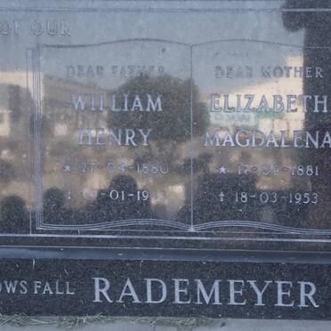 RADEMEYER William Henry 1880-1943 &amp; Elizabeth Magdalena 1881-1953