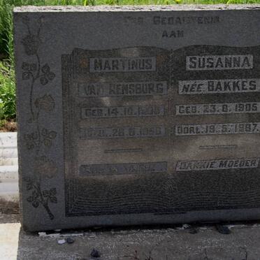 RENSBURG Martinus, van 1905-1956 &amp; Susanna BAKKES 1905-1987