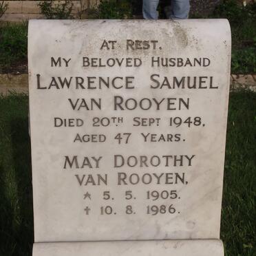 ROOYEN Lawrence Samuel, van -1948 &amp; May Dorothy 1905-1986
