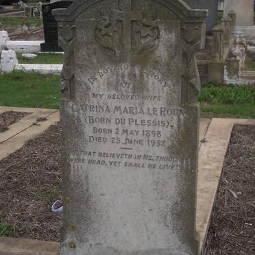 ROUX Catrina Maria, le nee DU PLESSIS 1898-1932