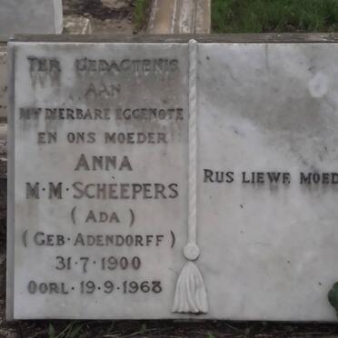 SCHEEPERS Anna M.M. nee ADENDORFF 1900-1968