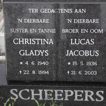 SCHEEPERS Lucas Jcobus 1936-2003 &amp; Christina Gladys 1940-1994