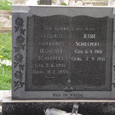 SCHEEPERS Jacobus Johannes 1902-1959 &amp; Jessie 1901-1941