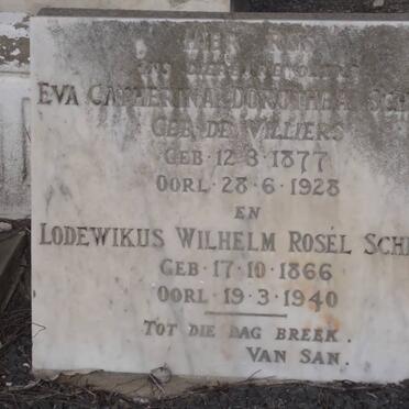 SCHMIDT Lodewikus Wilhelm Rosel 1866-1940 &amp; Eva Catherina Dorothea DE VILLIERS 1877-1928