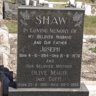 SHAW Joseph 1894-1979 &amp; Olive Maude CUFF 1901-1983